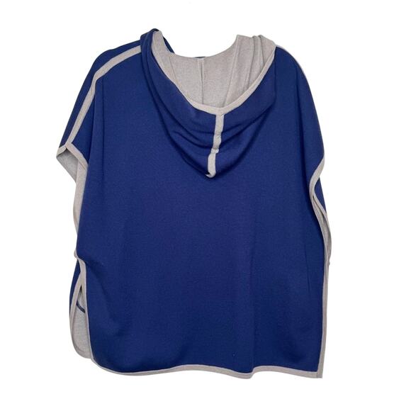 Double R Double Faced Silk/ Cashmere Poncho Navy Camel Size M - Picture 5 of 12